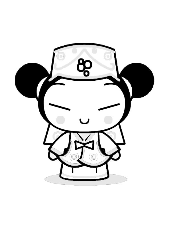 coloriage pucca en costume traditionnel